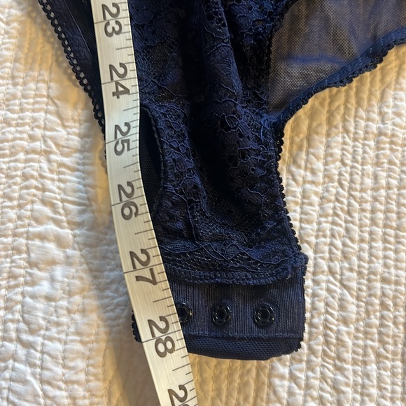 Navy Blue Lace and Mesh Teddy Bodysuit - Picture 13 of 13